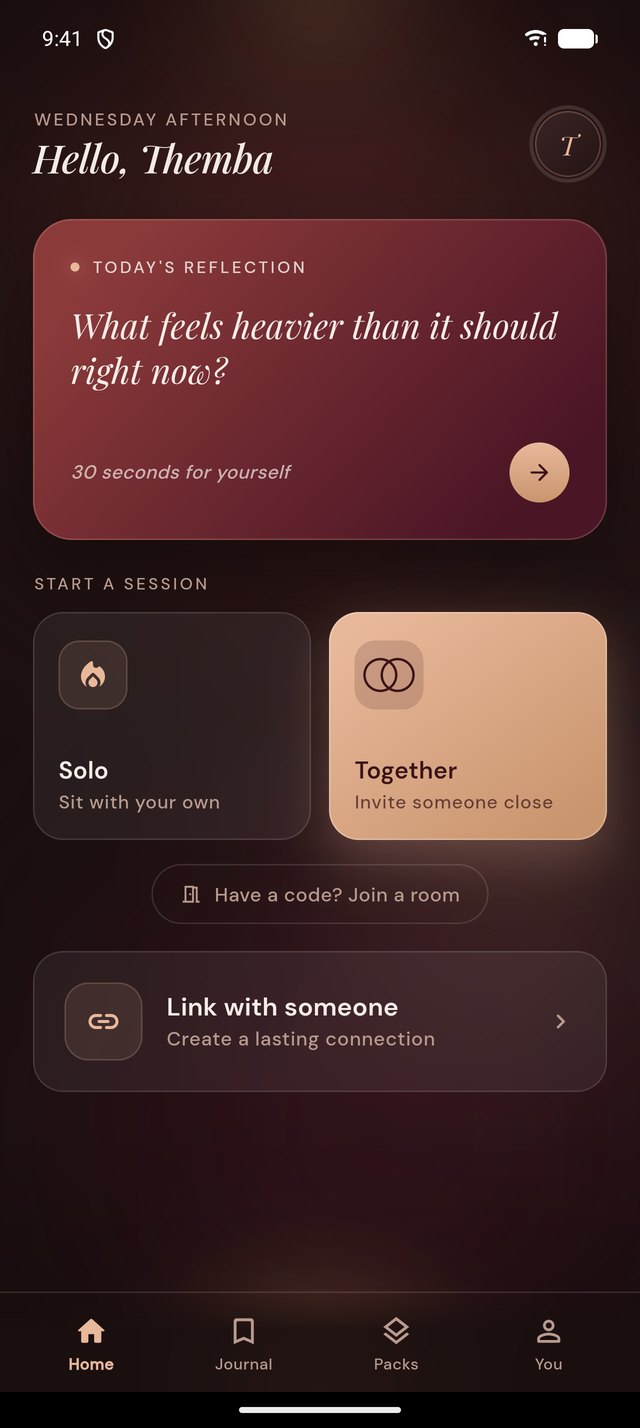 Home screen showing today's reflection prompt