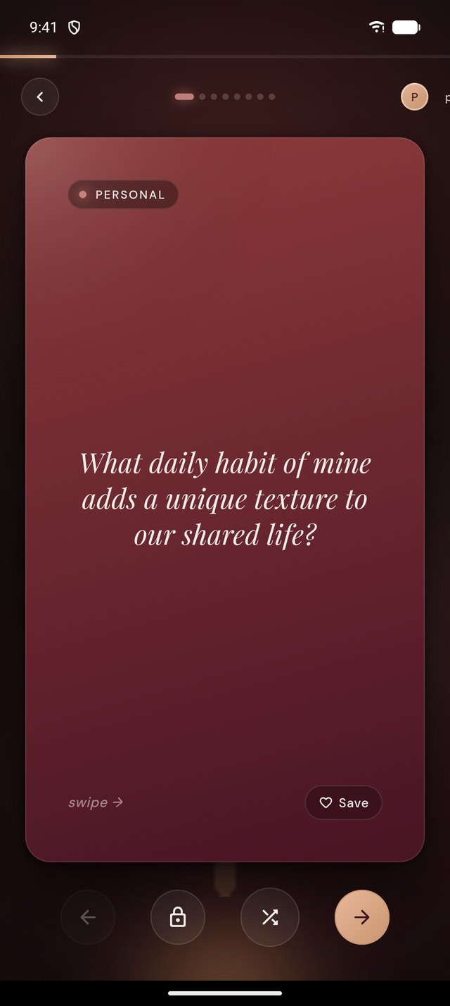 A personal-depth question card mid-session