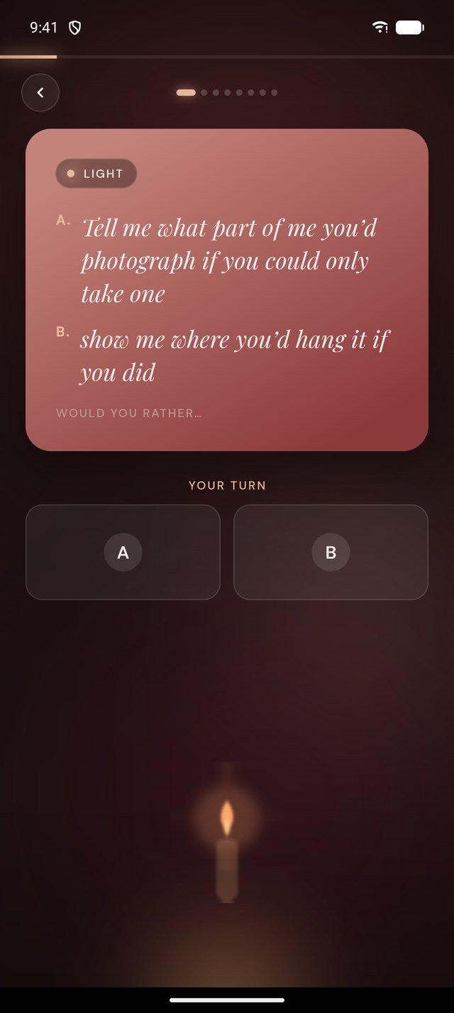 A Would You Rather card with A and B choices